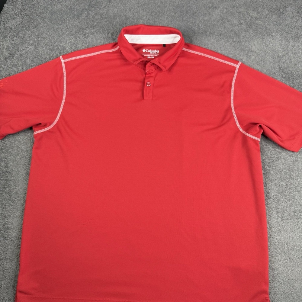 Columbia Golf Polo Shirt Mens 2XL Red Omni-Wick Short Sleeve Performance